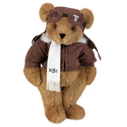 pilot teddy bear, pilot bear plush toy, pilot bear