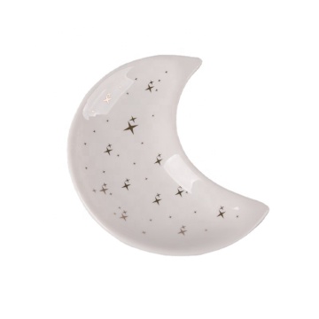 Modern Ceramic Moon Tray - Small Jewelry Dish Tray Decor