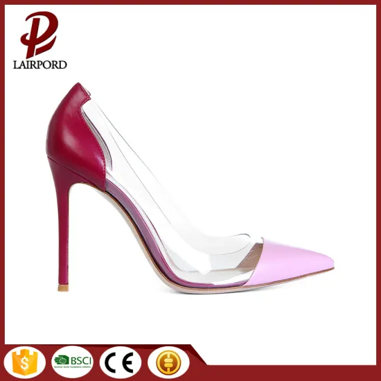 sexy elegant red leather pvc stitching shoes