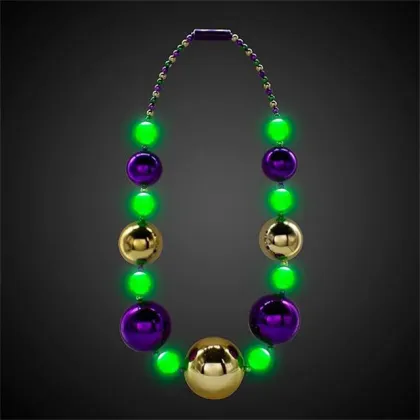 LED Light Jumbo Shine Bright Mardi Gras Beads Necklace
