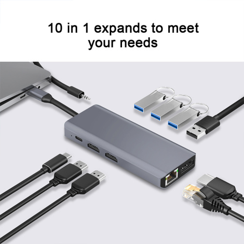 Aluminium10-in-1 Type-C-Hub Adapte 도킹 스테이션