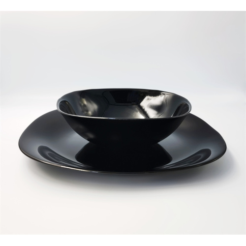 Küchentischplatte schwarzes Opal -Glas -Geschirrset Set