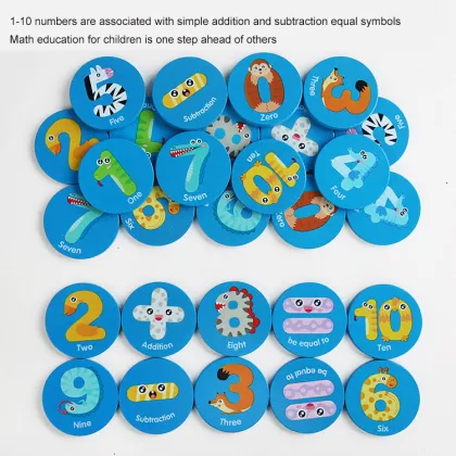 Memory Exercise: Wood Chip Learning, Number Cognition, Cartoon Digital Matching Memory Game