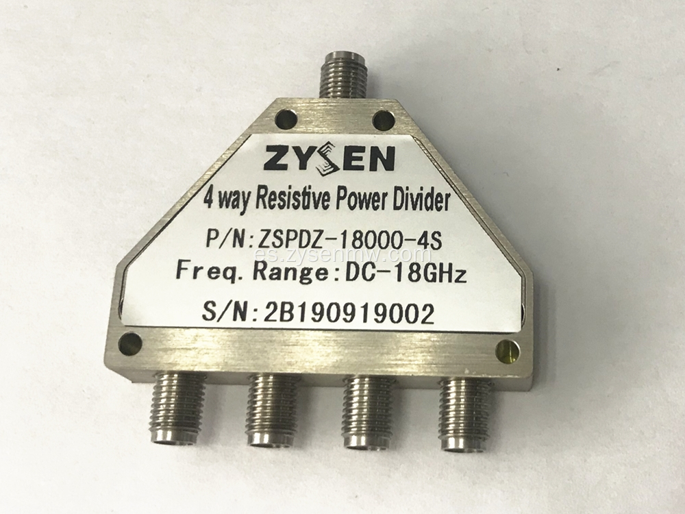 Divisor de potencia resistiva de 4 vías de DC-18GHz