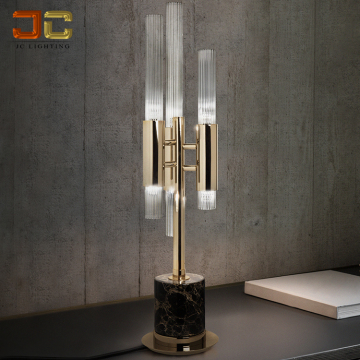 Contemporary Shiny Gold Glass Table Lamp for Bedroom Decoration