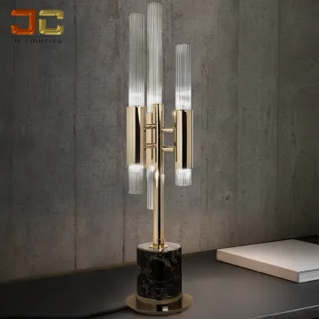 Contemporary Shiny Gold Glass Table Lamp for Bedroom Decoration