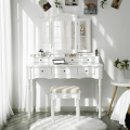 Beau White Solid Wood Dressing Table With Mirror