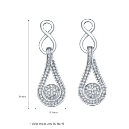 China Factory Designs Infinity Drop Diamend Sterling Silver Earring Design