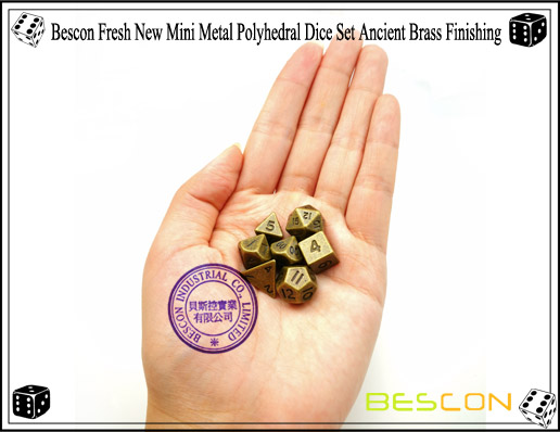 Bescon Fresh New Mini Metal Polyhedral Dice Set Ancient Brass Finishing-7