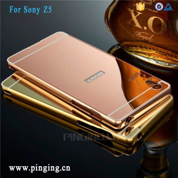 Penutup belakang cermin listrik mewah dengan bingkai bumper aluminium logam untuk model Sony Xperia