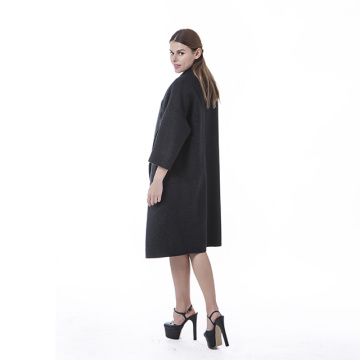 Fashionable black cashmere overcoat