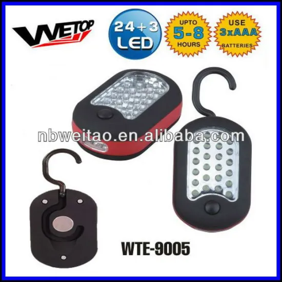 3AAA Battery operated LED work light with magnet and hook