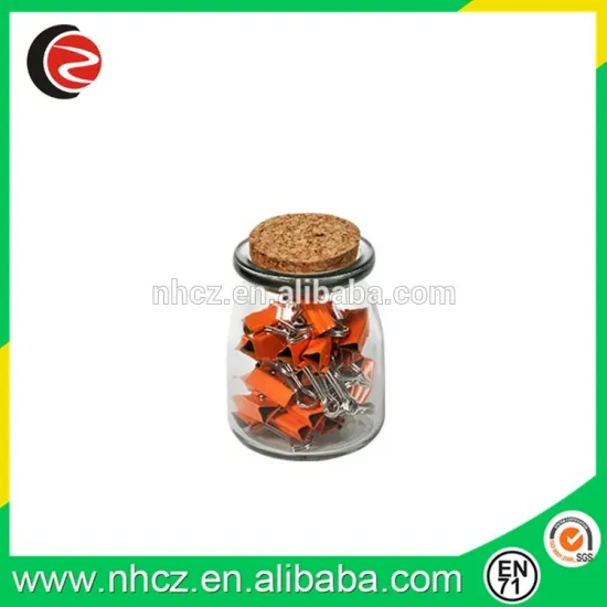 Mini Orange Binder Clips in Mini Bottle