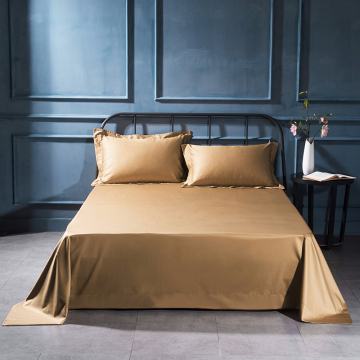 Ginger Yellow 3 PCS 100% Egyptian Cotton Solid Flat Sheet Set