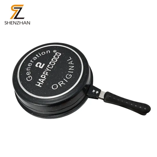 Round Non-Stick Aluminum Grill Pan with Double Sides and Low Pressure Lid - 28cm