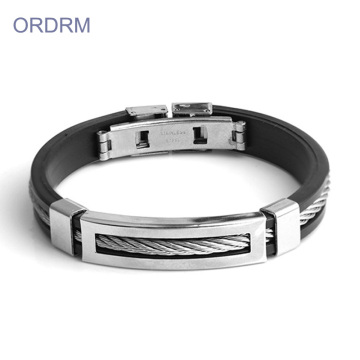 Custom Cheap Stainless Steel Silicone Black Bracelet