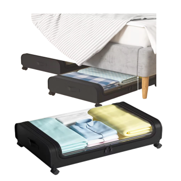 Oxford Non-Woven Fabric Underbed Storage Bag with Plastic Transparent Window - Multi-Function Bedding Organizer