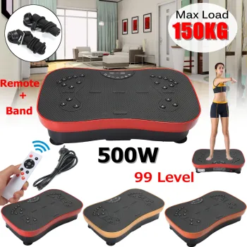 150KG/330lb Exercise Fitness Slim Vibration Machine Trainer Plate Platform Body Shaper with Resistance Bands