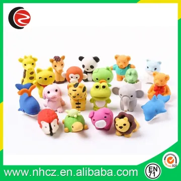 Multi-colored and cute animals rubber eraser for wholesale