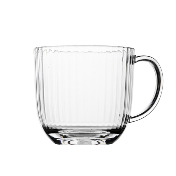 PC Tritan San Mug พร้อมด้ามจับมือหมุนและการออกแบบระลอกคลื่น - กาแฟพลาสติกและแก้วชา 33cl ใส 33cl