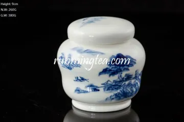 Unique style Blue landscape ceramic canister