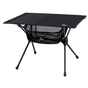 Portable Outdoor Folding Table with Mesh Storage for Camping