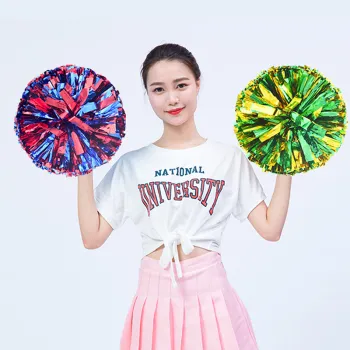 1 piece colorfast metallic Cheerleader Pom Poms Cheerleading Pompoms Cheer Pom Majorettes Hand Flower Aerobics Balls Sports