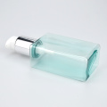 50ml 100ml 150ml 200ml 400ml flat square bottle container green pet bottles with pump lid