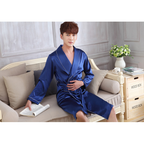 Lightweight summer silk satin robe sleepwear for men