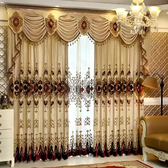 Custom Embroidered Blackout Floral Curtains: Luxury European Design for Living Room Décor