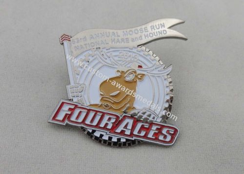 40 Mm Men Four Aces Soft Enamel Pin , White Rabbit Nickel Plating Memorial