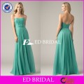 CE1047 Moda Sweetheart Backless Long Chiffon Azul Turquesa Bridesmaid Dresses
