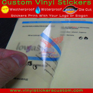 removable plastic clear label for bottles