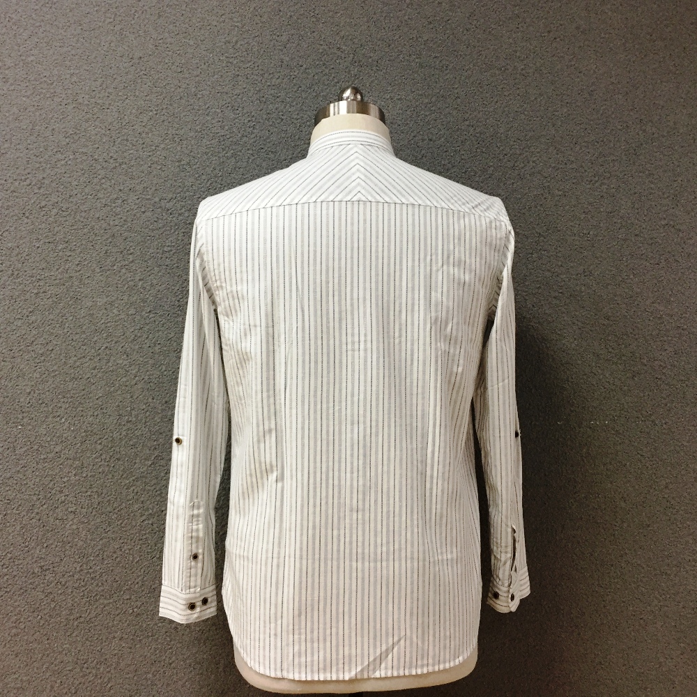 Men's cotton white yarn dyed long sleeves shirt