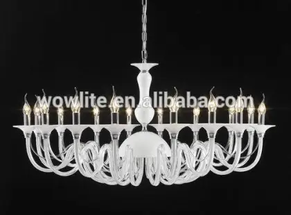 Modern crystal chandelier lamp w/white glass D1416-16WH