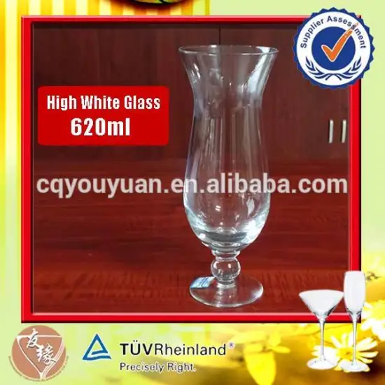 hand blown 620ml large hurrican drinking glass with short stem