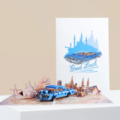 3D Congratulations Good Luck Car Greeting Card