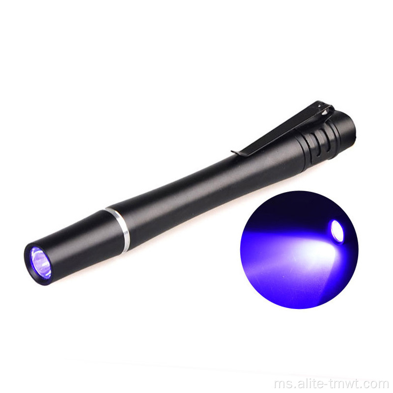 Cahaya pena UV mini hitam mudah alih