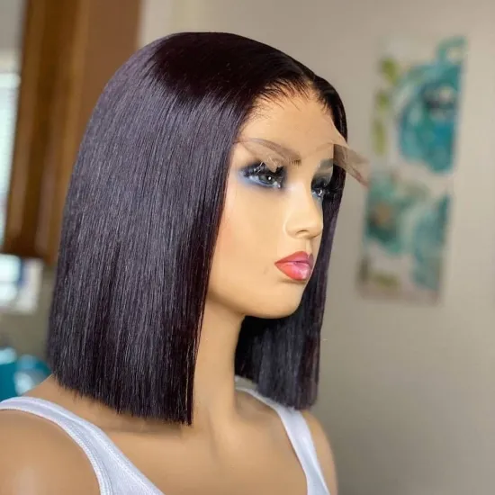 Cheap Raw Peruvian Virgin Straight Human Hair Bob Wigs Natural Human Hair Hd Full Transparent Lace Front Wig Human Hair Vendor