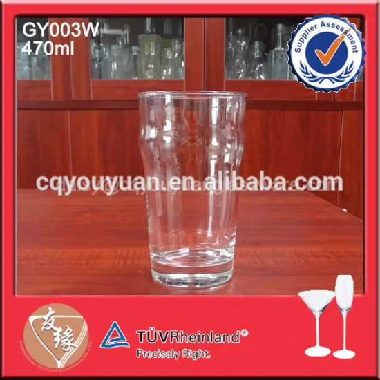 Lead free blown clear 470ml pint glass for beer