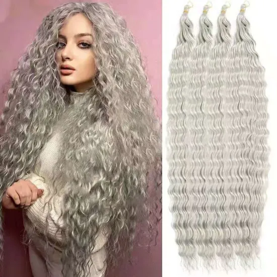 Crochet Braids  Pre-Looped Natural Black Deep Wave Crochet Hair Extensions 32 Inch Ocean Wave Synthetic Braiding Hair