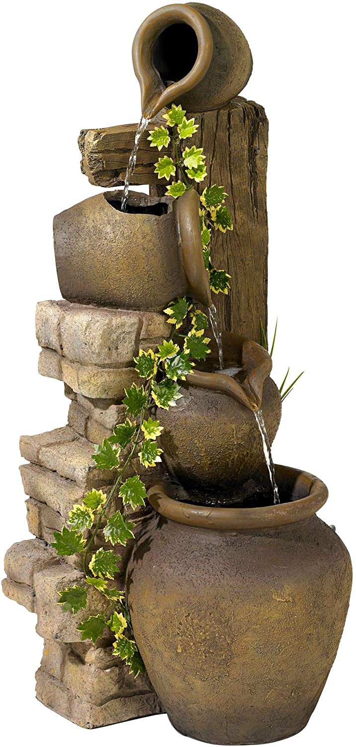 Tres jarras Fuente y decoración de cascadas