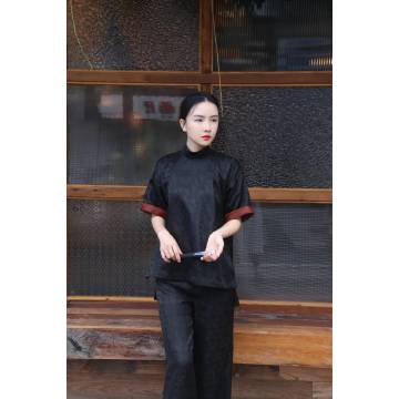 Shisanchai Zhaokong Xiyu Xiangyunsha Топ с воротником-стойкой и короткими рукавами