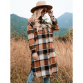 Frauen Lounge Revers Button Plaid Jacke