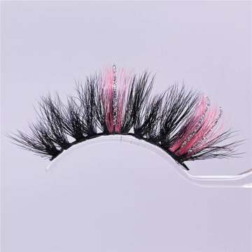 Pink Faux Mink Pinkes dengan Glitter Palsu Bulu Mata