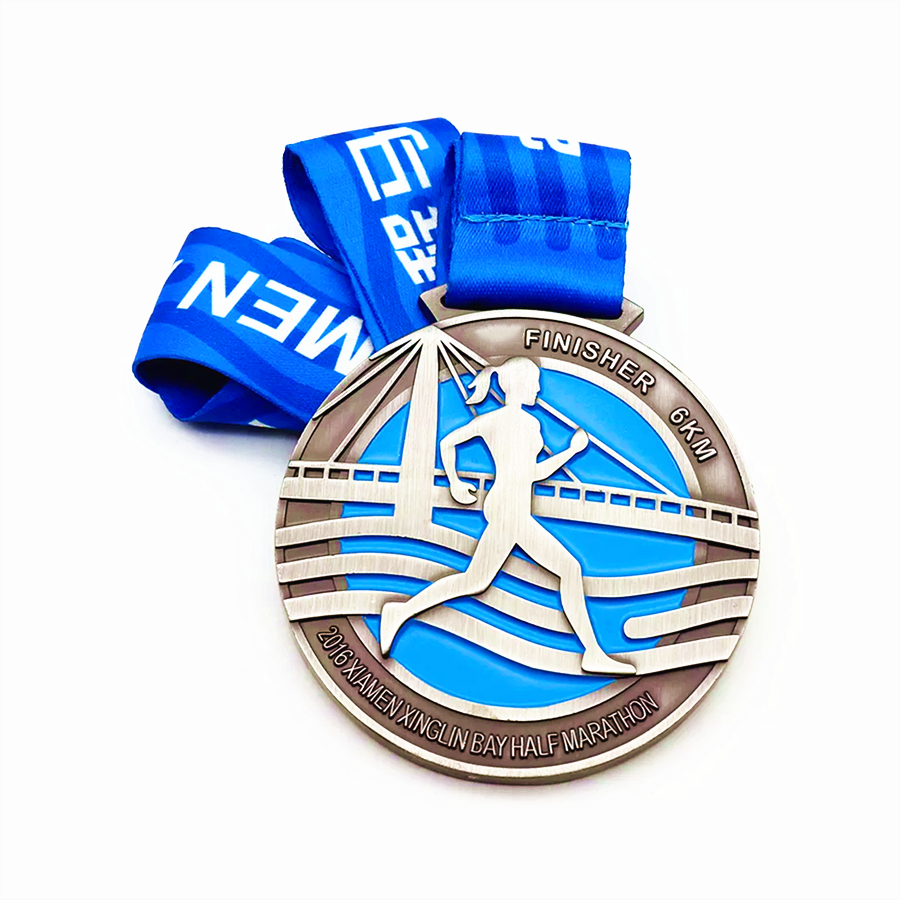 Medalla de media maratón de color de esmalte Medalla redonda