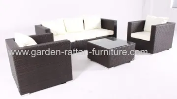 Garden Rattan Furniture Sofa Brown Wicker 
