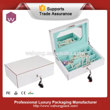 Luxury Wooden Jewellery Gift Box Color White with Brown Edge