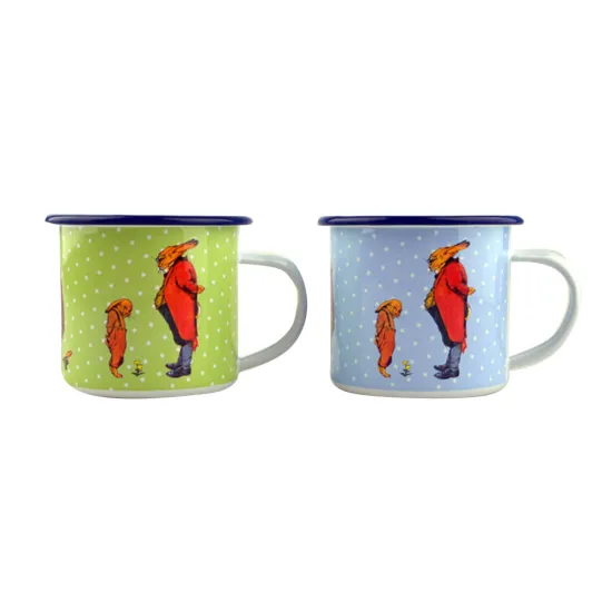 6cm Tableware Porcelain Metal Tea Enamel Cup Ceramic Steel Coffee Mug with Decal