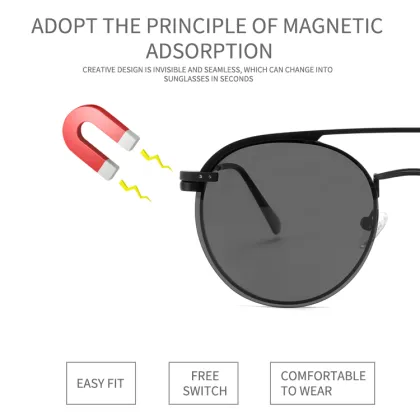 Metal Clip On Sunglasses for Myopia: Designer Round Ladies Eyewear